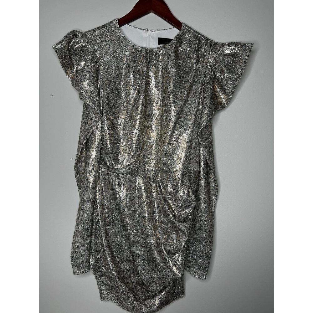 Michael Costello x REVOLVE Mini Dress‎ Womens Medium Silver Gold Metallic Hoco